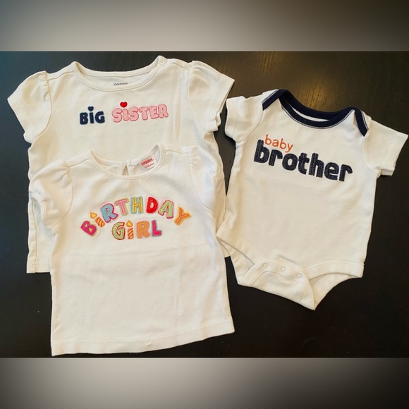 Big Sister Baby Brother Birthday Girl Shirts - Picture 1 of 1